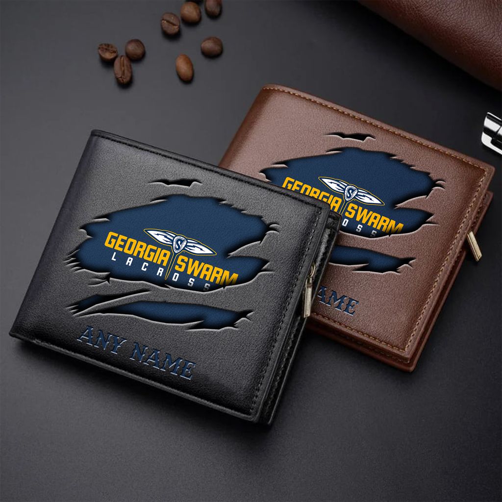 NLL Georgia Swarm Personalized Name Leather Wallet ST2601