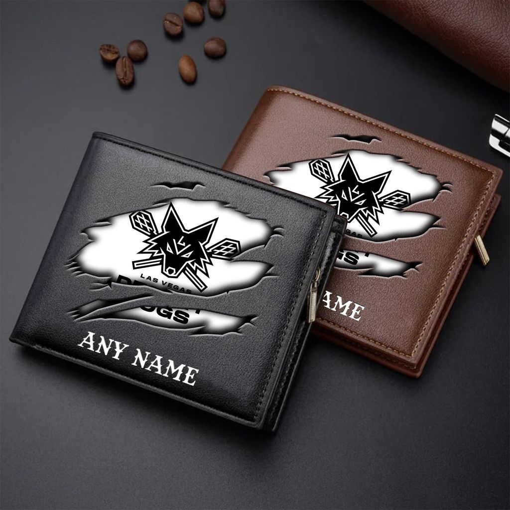 NLL Las Vegas Desert Dogs Personalized Name Leather Wallet ST2601