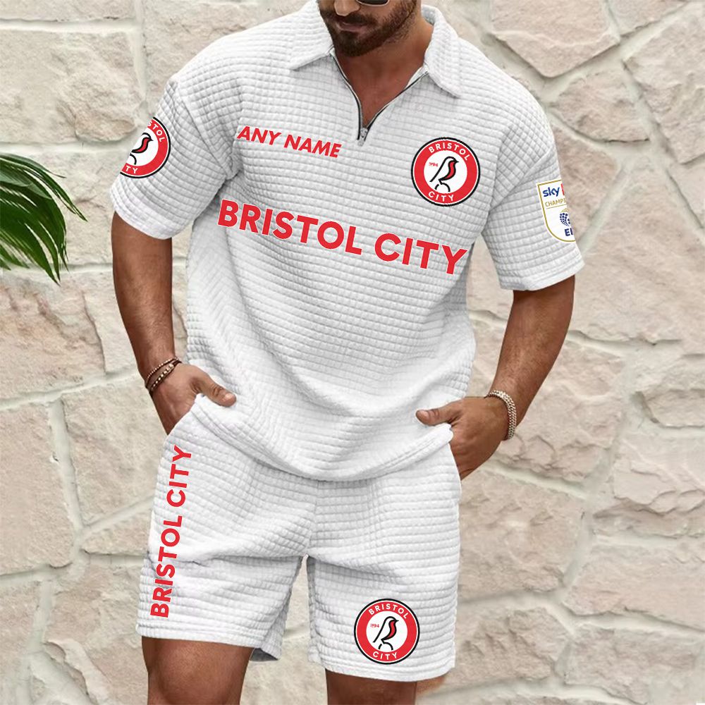 Bristol City Personalized Name Waffle Zip Polo Set ST2601