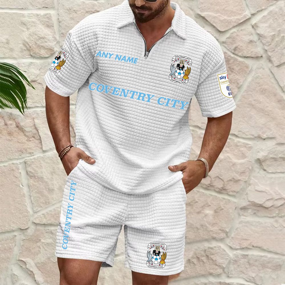 Coventry City Personalized Name Waffle Zip Polo Set ST2601