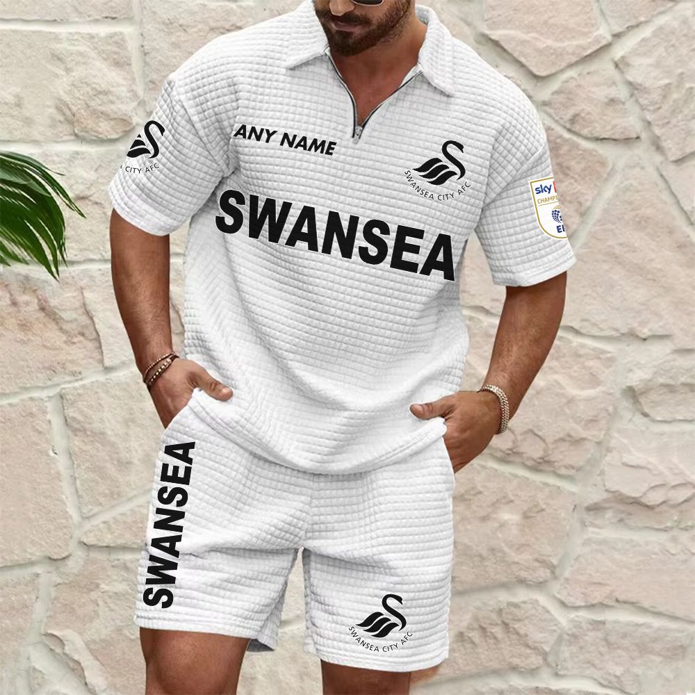 Swansea City Personalized Name Waffle Zip Polo Set ST2601
