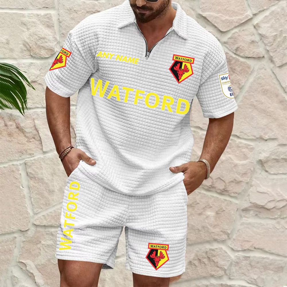 Watford Personalized Name Waffle Zip Polo Set ST2601