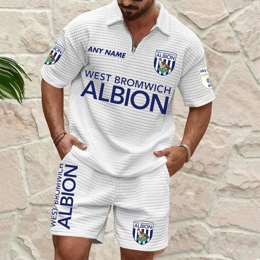 West Bromwich Albion Personalized Name Waffle Zip Polo Set ST2601