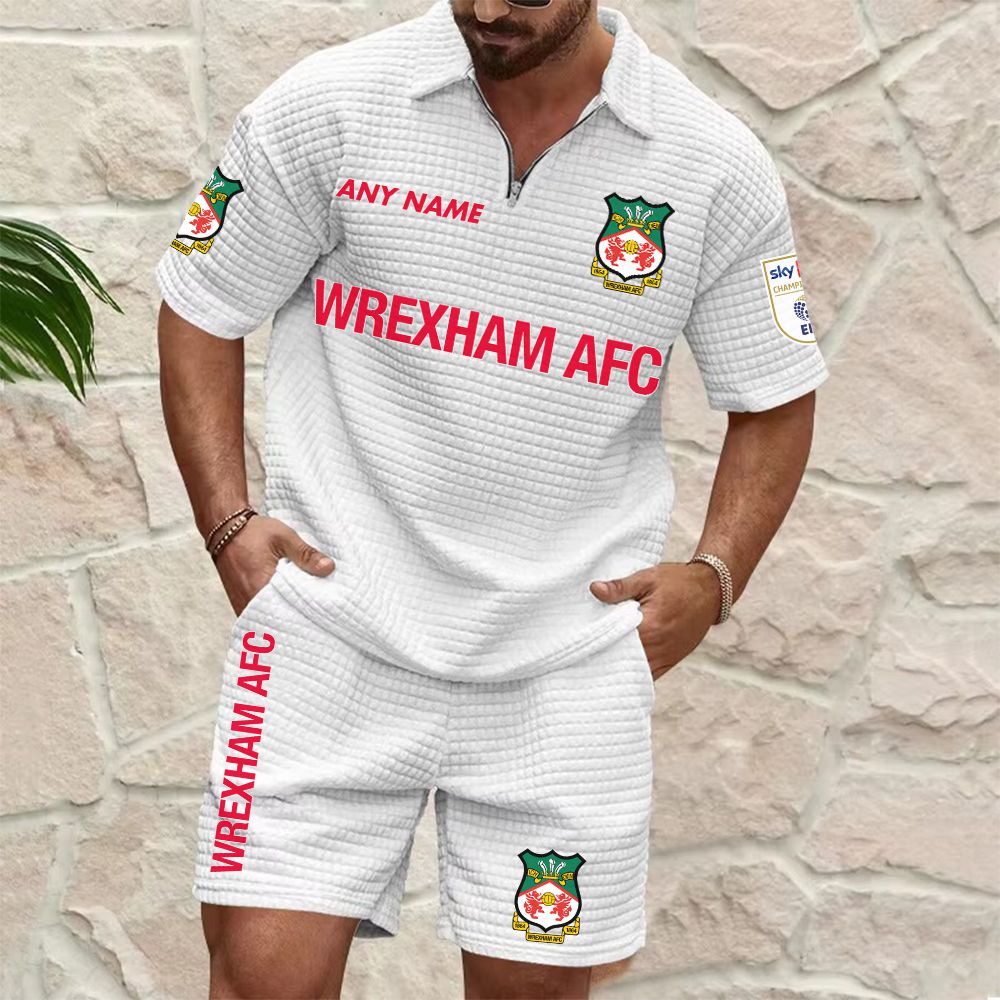 Wrexham Personalized Name Waffle Zip Polo Set ST2601