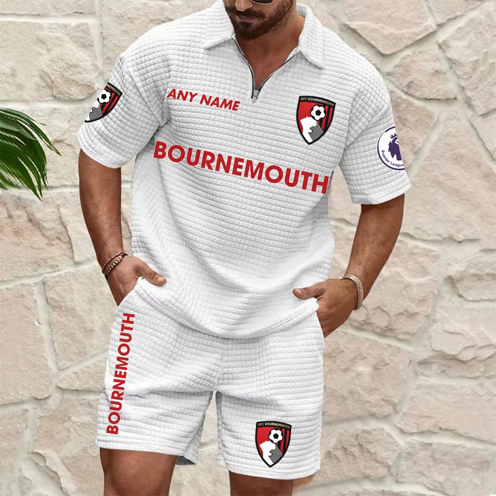 Bournemouth Personalized Name Waffle Zip Polo Set ST2601