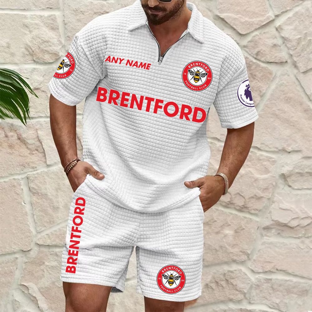 Brentford Personalized Name Waffle Zip Polo Set ST2601