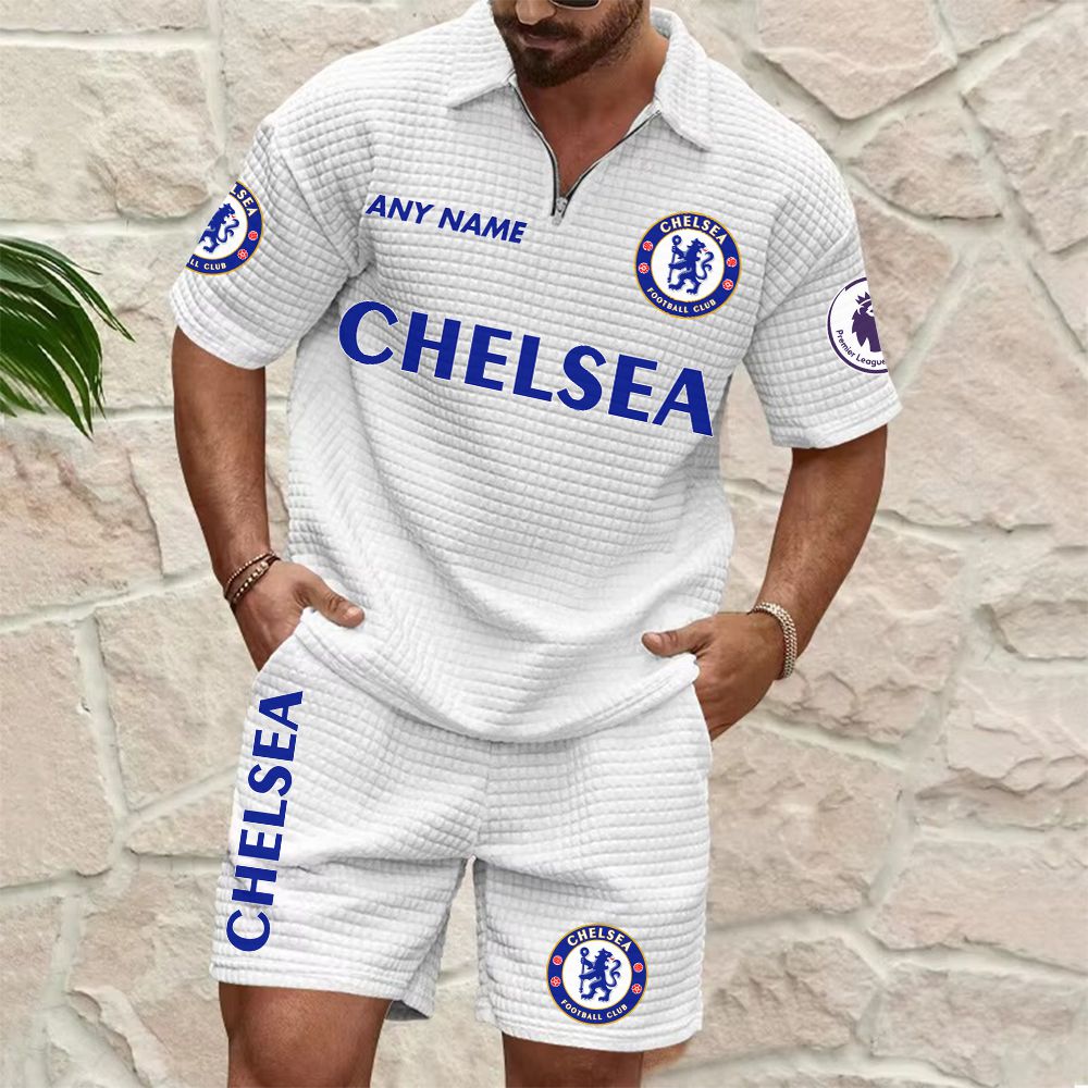 Chelsea Personalized Name Waffle Zip Polo Set ST2601