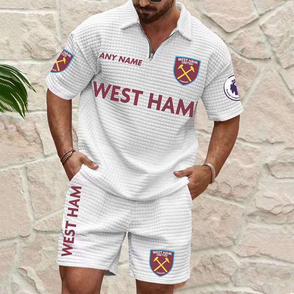 West Ham United Personalized Name Waffle Zip Polo Set ST2601