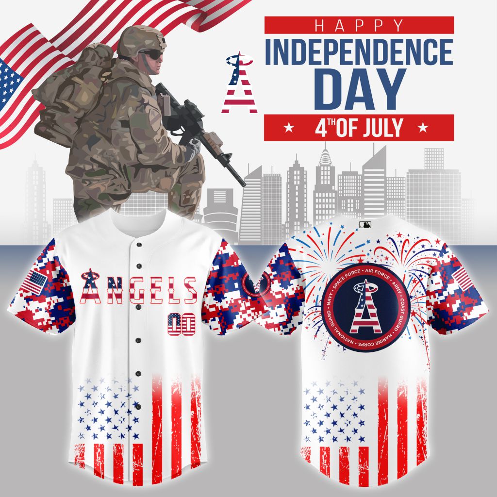 Premium MLB Los Angeles Angels Special The 4th Of July Military Baseball Jersey NMD