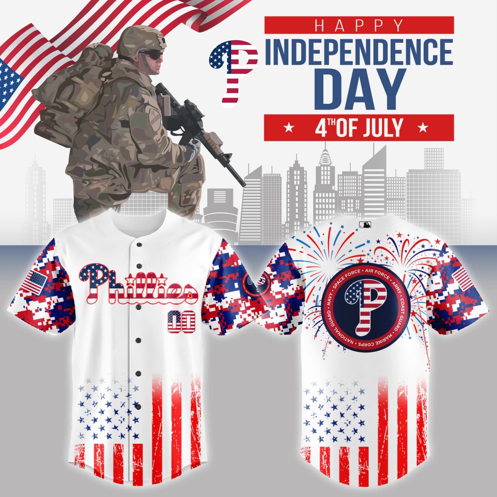 Premium MLB Philadelphia Phillies Special The 4th Of July Military Baseball Jersey NMD