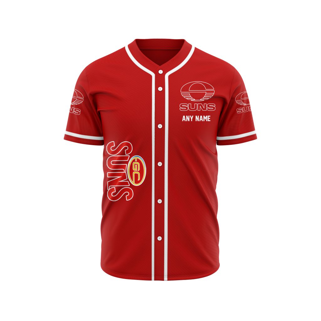 AFL Gold Coast Suns Personalized Name Baseball Jersey Design ST2501