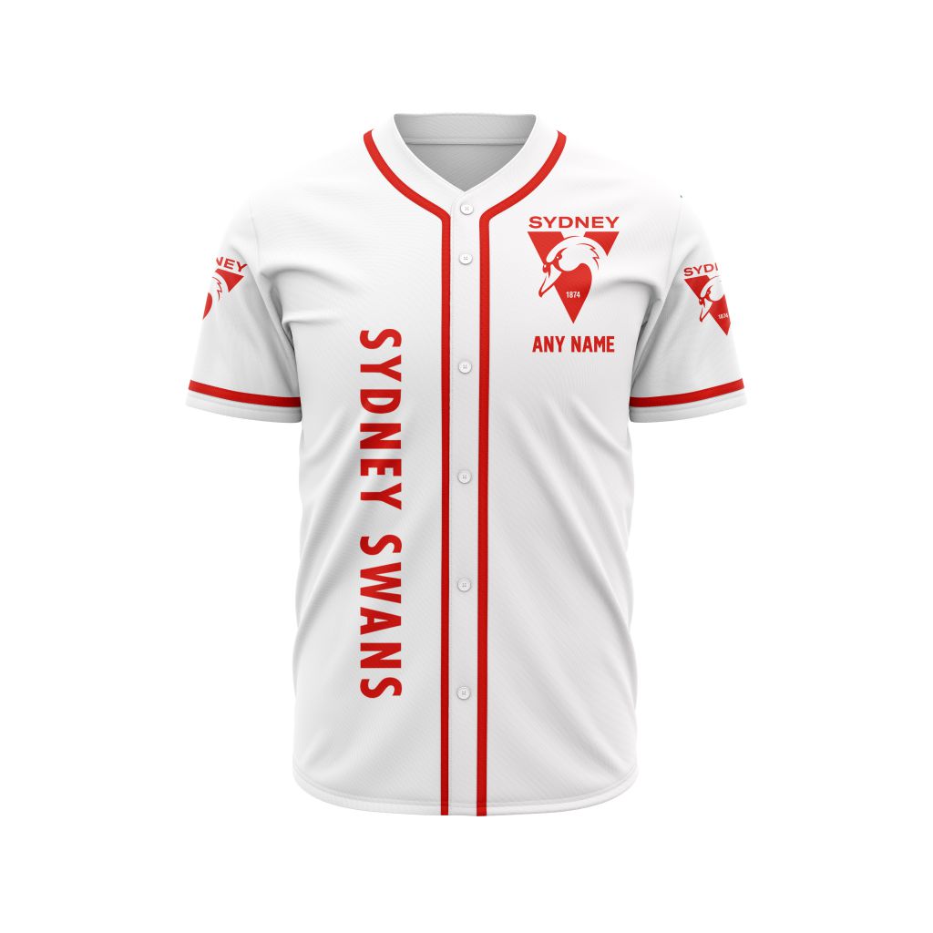 AFL Sydney Swans Personalized Name Baseball Jersey Design ST2501