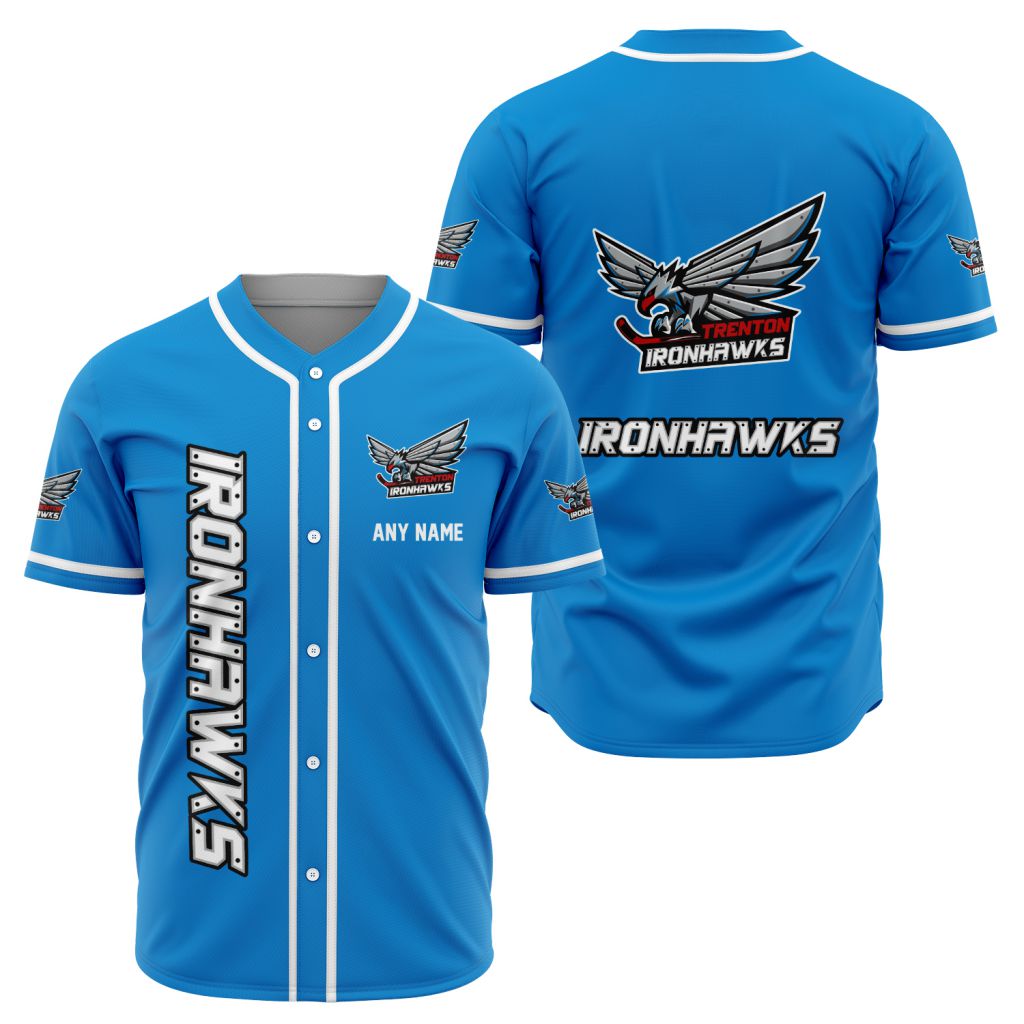 ECHL Trenton Ironhawks Personalized Name Baseball Jersey Design ST2501