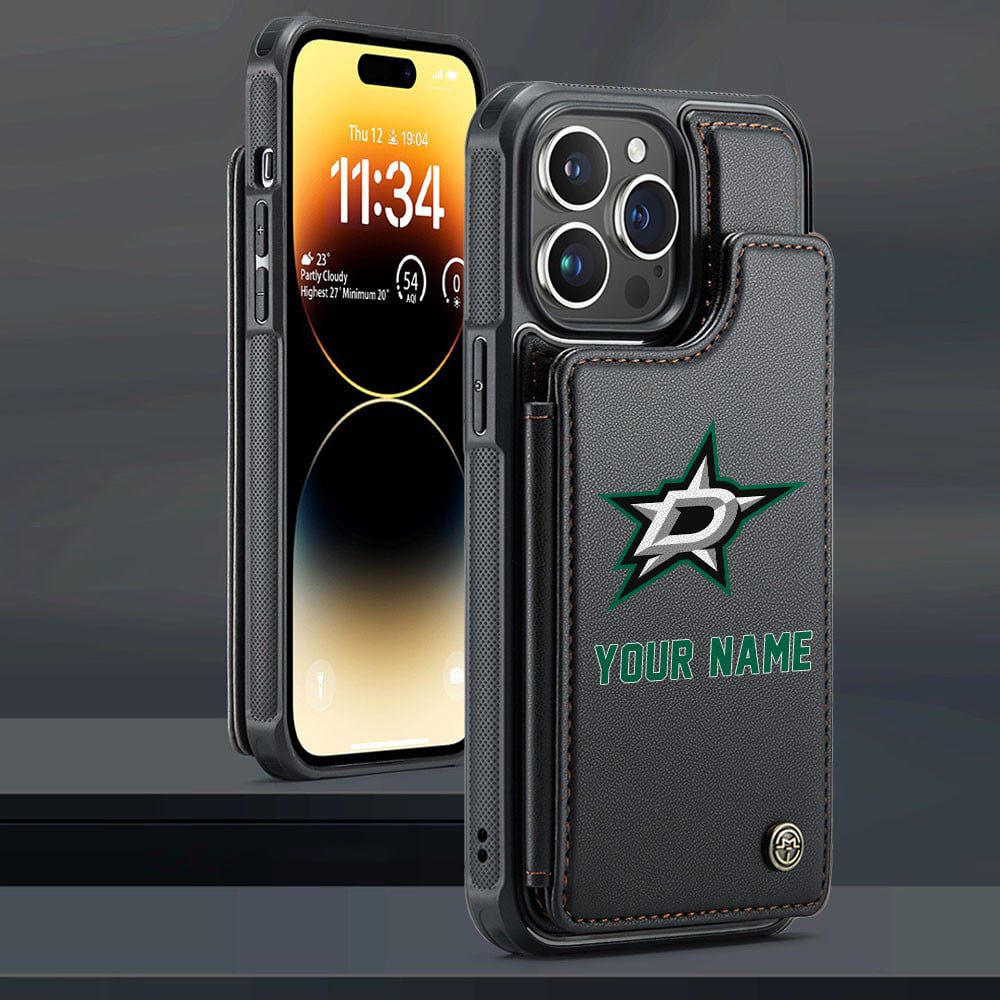 NHL Dallas Stars Personalized Name Leather Flip Wallet Phone Case ST2501