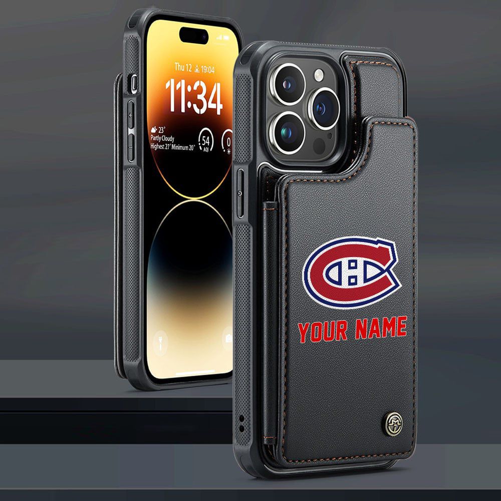 NHL Montreal Canadiens Personalized Name Leather Flip Wallet Phone Case ST2501