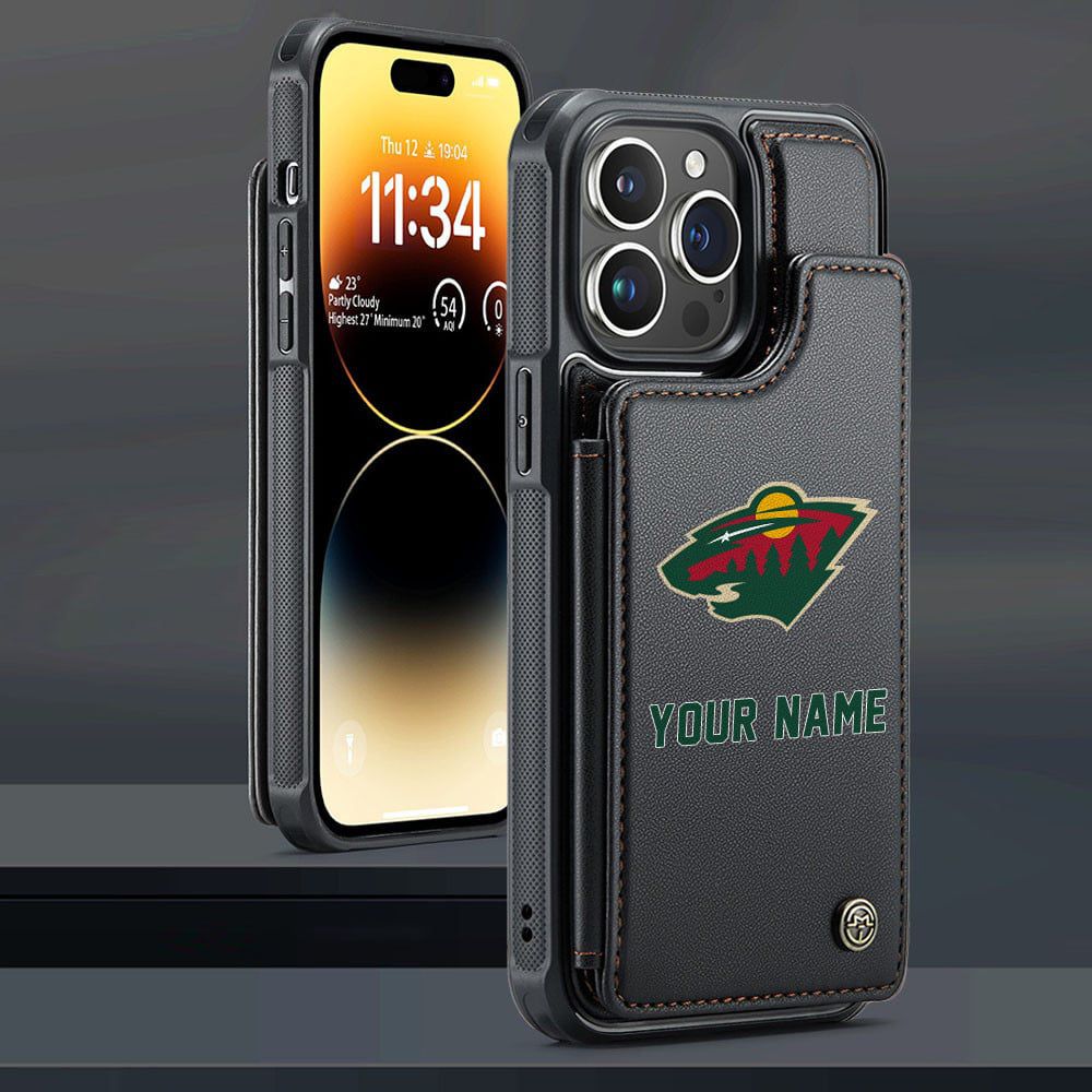 NHL Minnesota Wild Personalized Name Leather Flip Wallet Phone Case ST2501