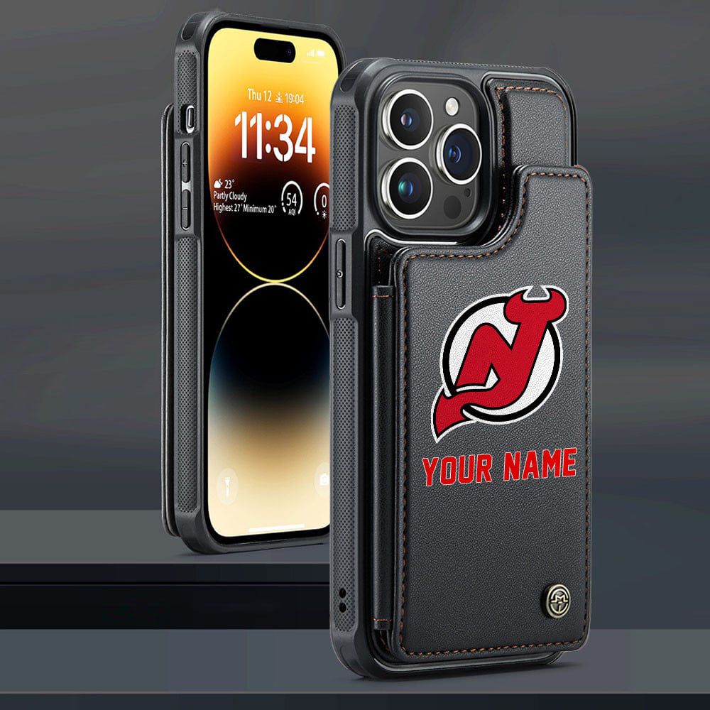 NHL New Jersey Devils Personalized Name Leather Flip Wallet Phone Case ST2501
