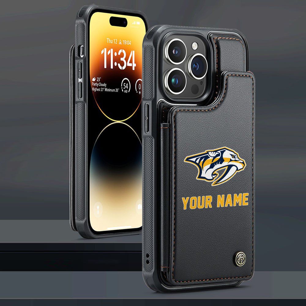 NHL Nashville Predators Personalized Name Leather Flip Wallet Phone Case ST2501