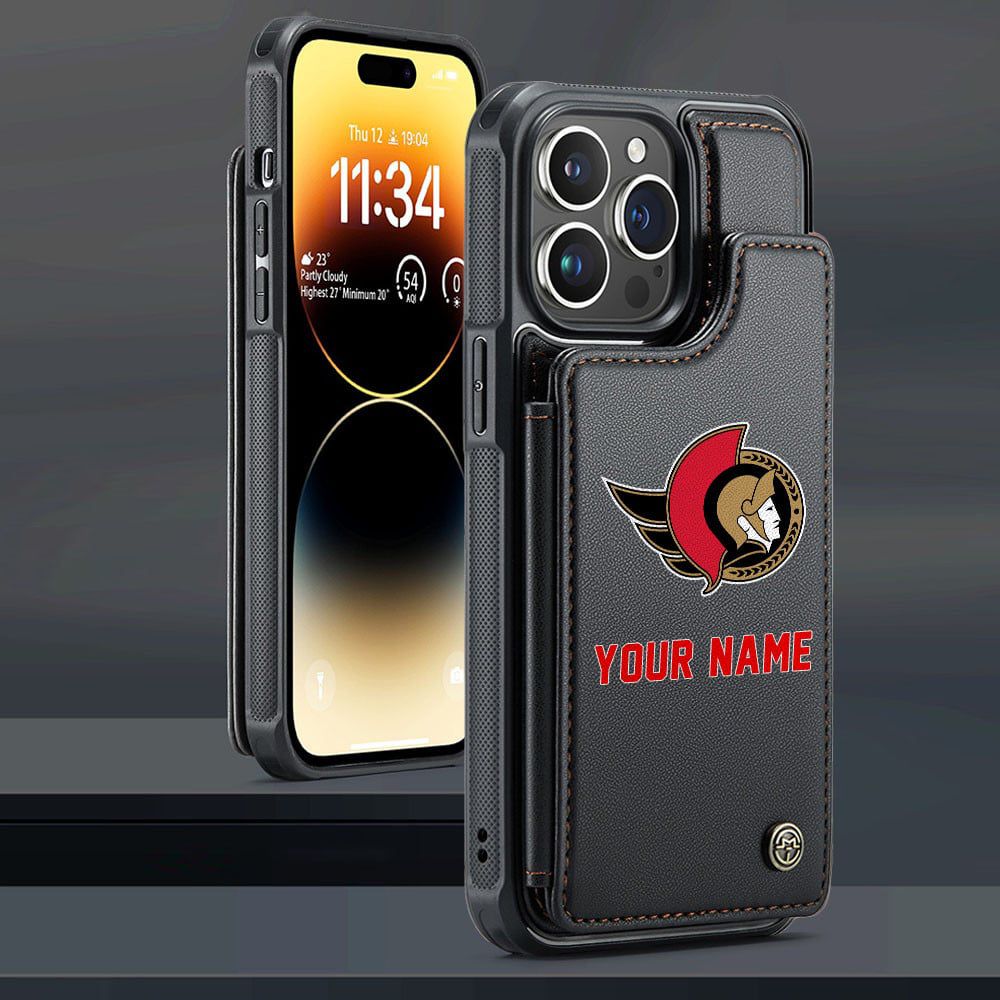 NHL Ottawa Senators Personalized Name Leather Flip Wallet Phone Case ST2501