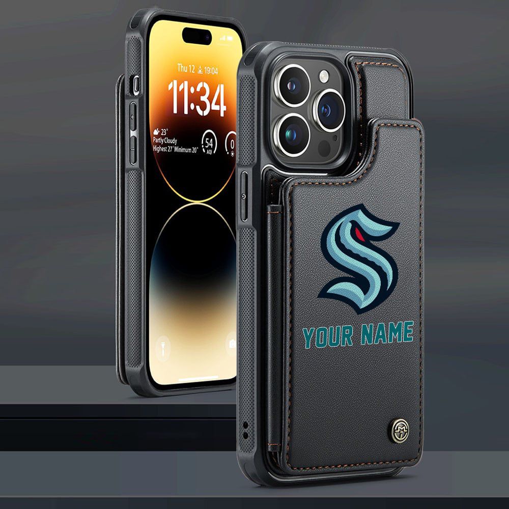 NHL Seattle Kraken Personalized Name Leather Flip Wallet Phone Case ST2501