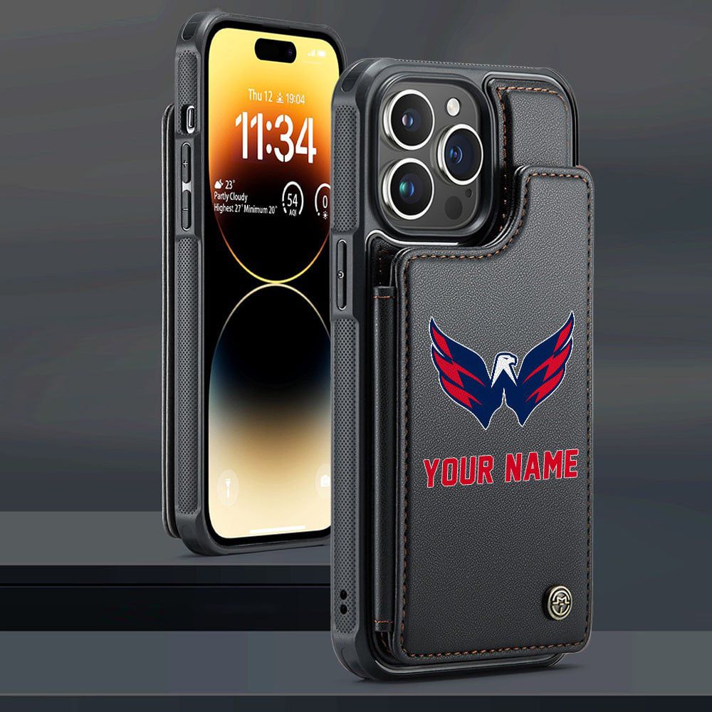 NHL Washington Capitals Personalized Name Leather Flip Wallet Phone Case ST2501