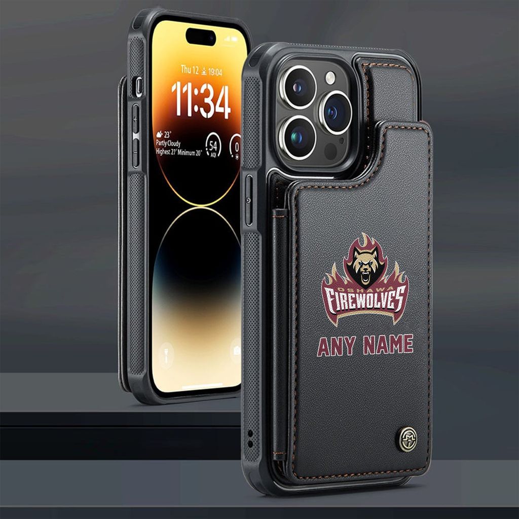 NLL Oshawa FireWolves Personalized Name Leather Phonecase ST2601
