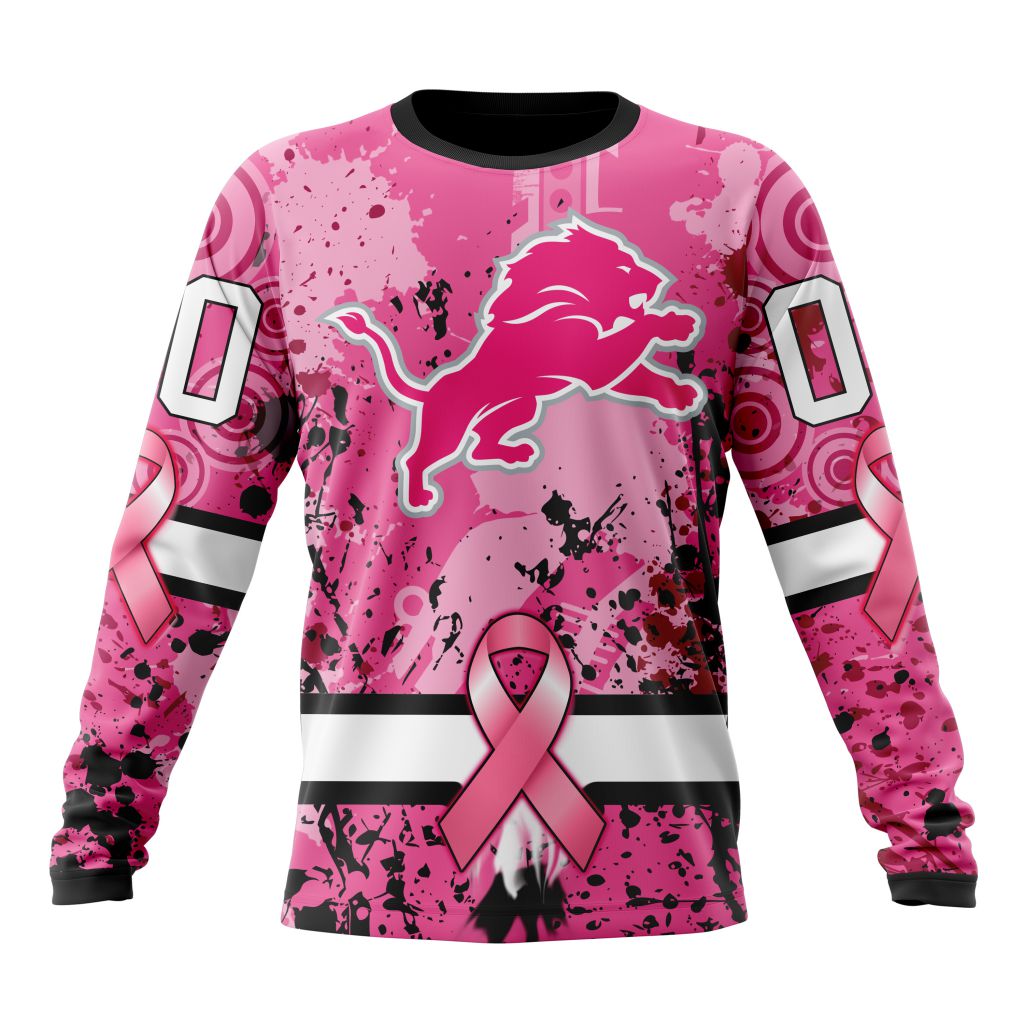 Pumpkin Detroit Lions In October We Wear Pink Breast Cancer Awareness T- Shirt - TeeNavi