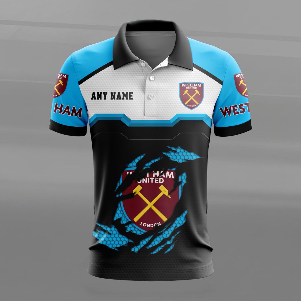 West Ham United Personalized Name MultiColor Polo Design ST2603