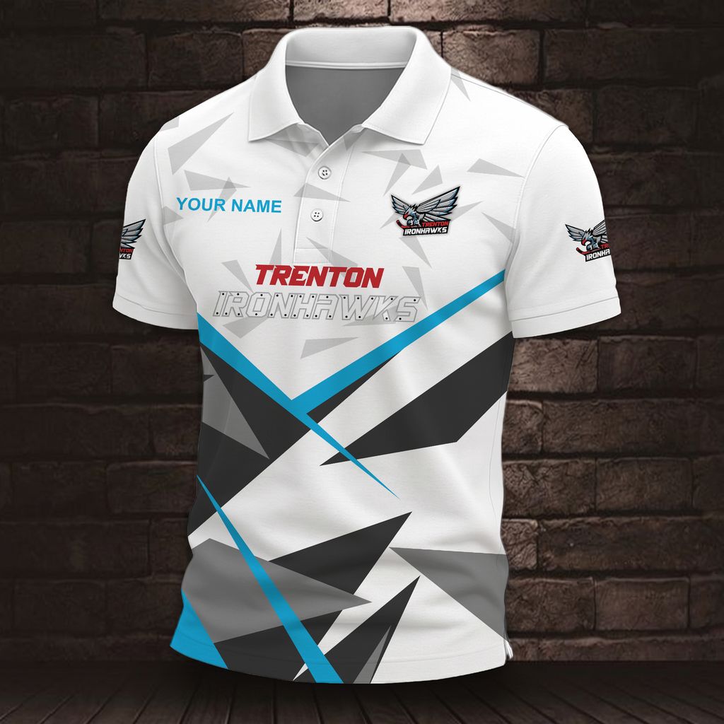 ECHL Trenton Ironhawks  Personalized Name Multi Color Polo ST2604