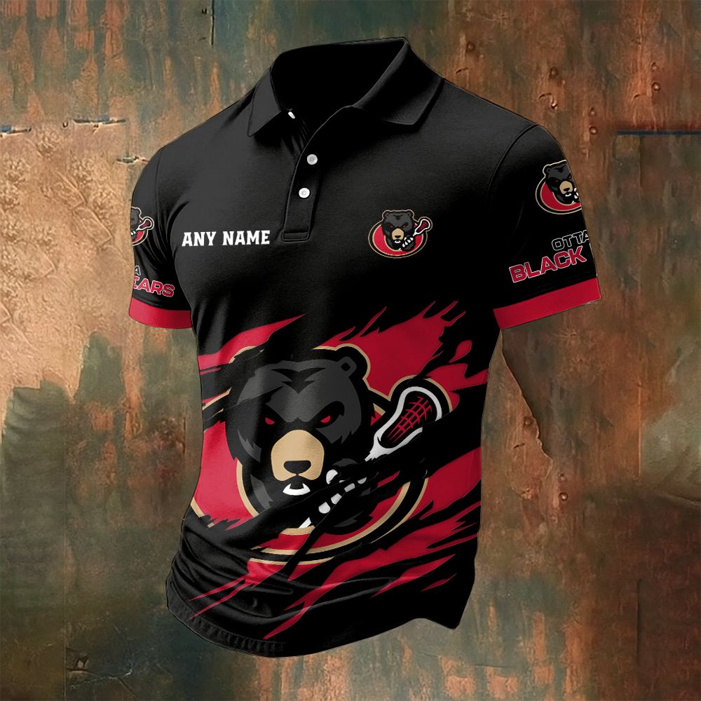 NLL Ottawa Black Bears Personalized Name MultiColor Polo ST2601