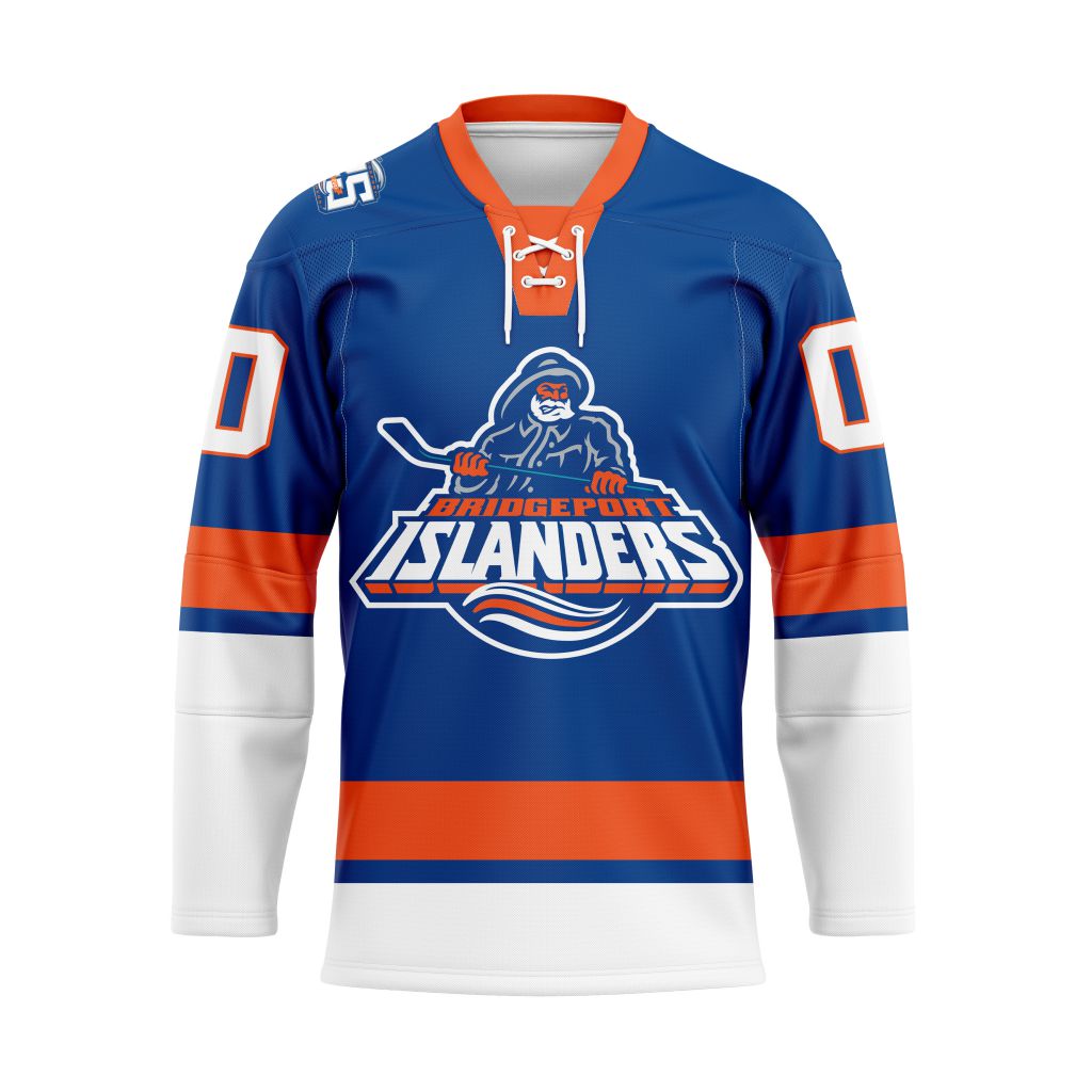 AHL Bridgeport Islanders Personalized 2025/26 Blue Lace Hockey Jersey