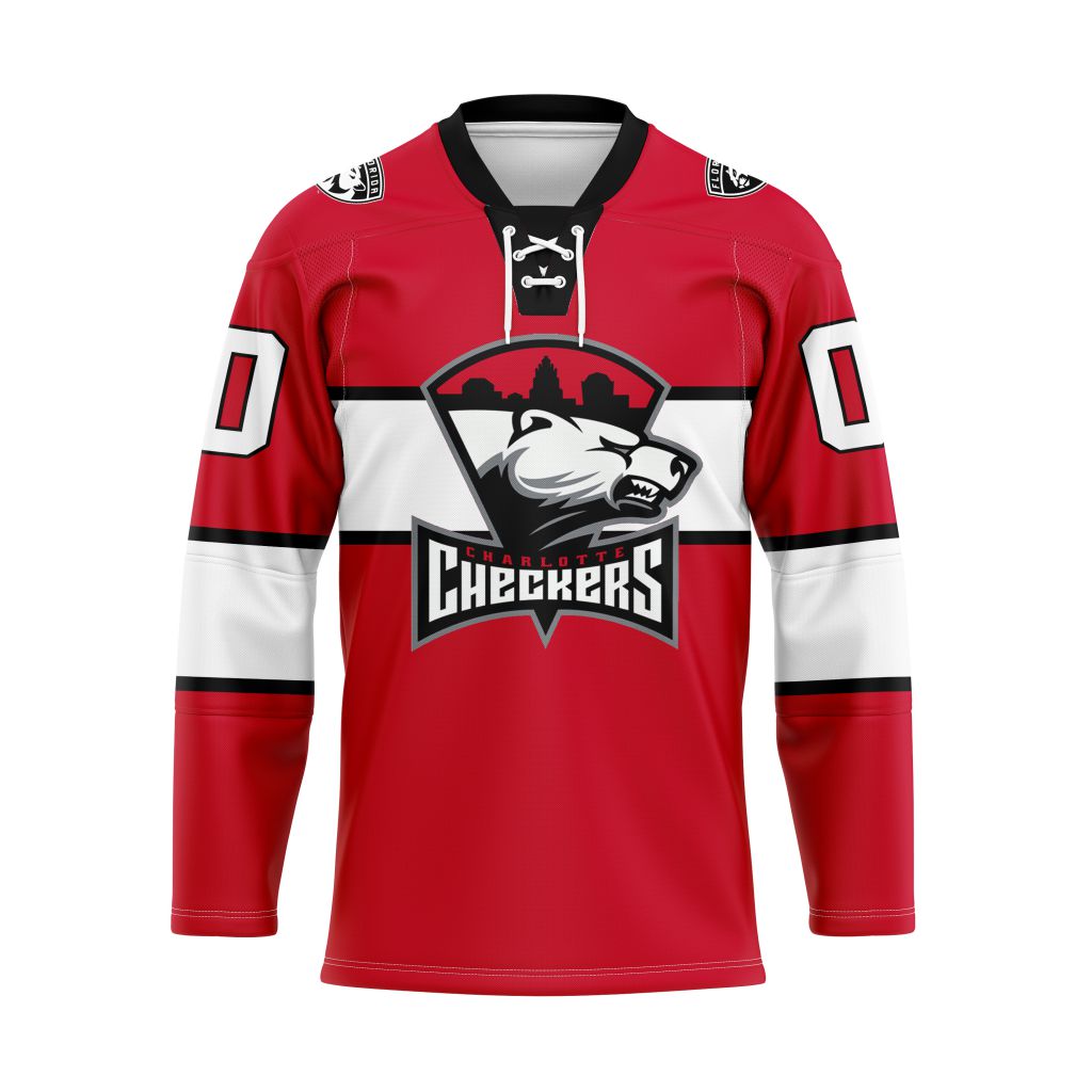 AHL Charlotte Checkers Personalized 2025/26 Red Lace Hockey Jersey