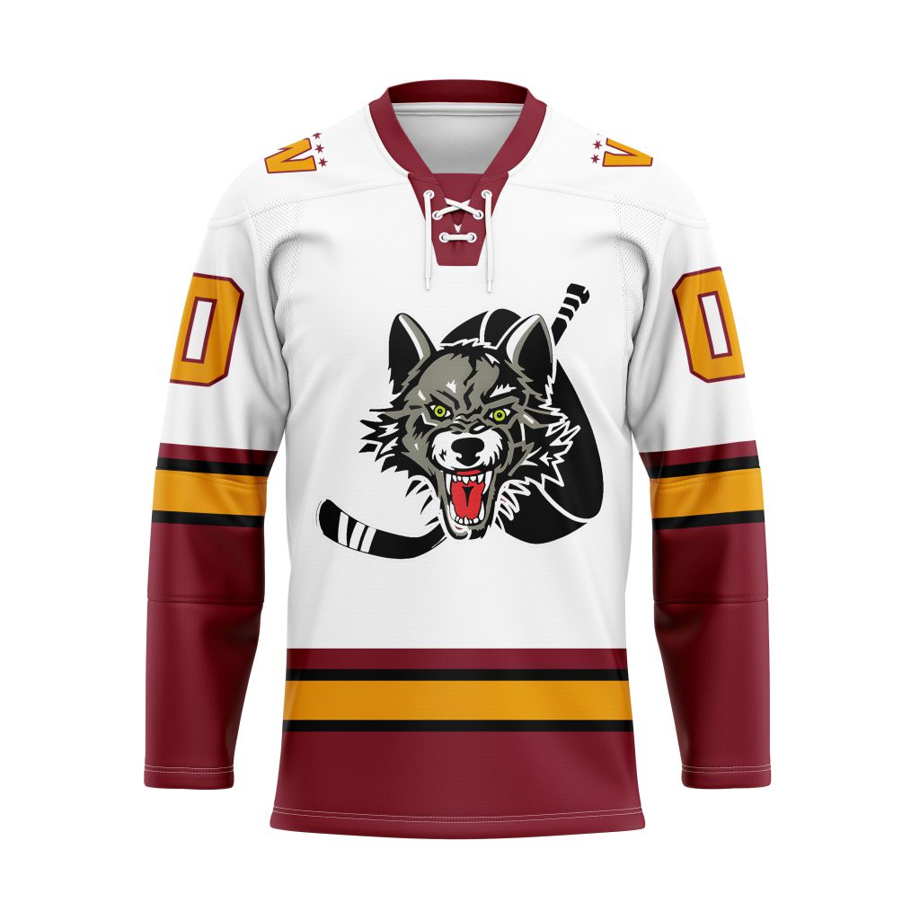 AHL Chicago Wolves Personalized 2025/26 White Lace Hockey Jersey