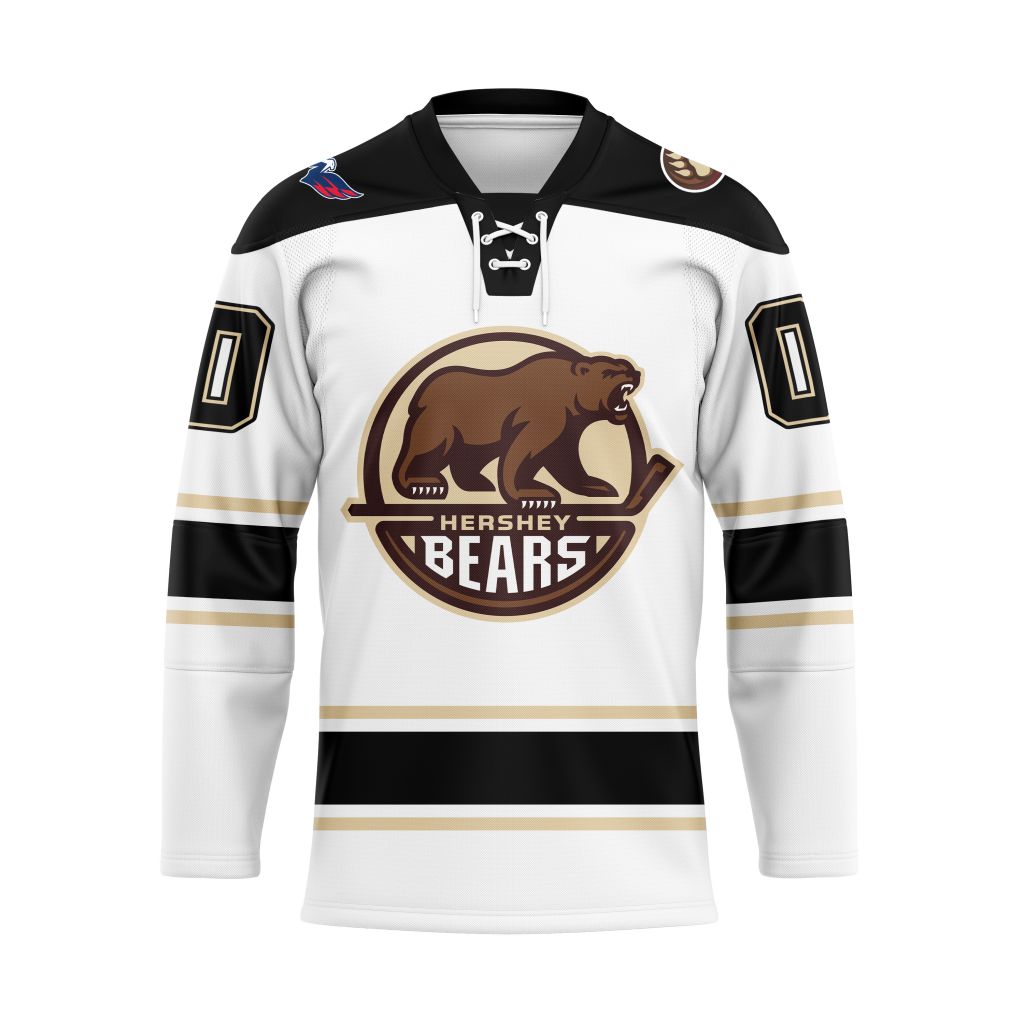 AHL Hershey Bears Personalized 2025/26 White Lace Hockey Jersey