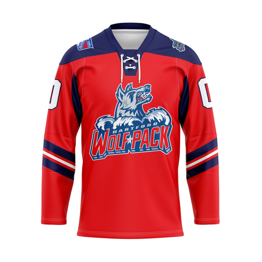 AHL Hartford Wolf Pack Personalized 2025/26 Red Lace Hockey Jersey