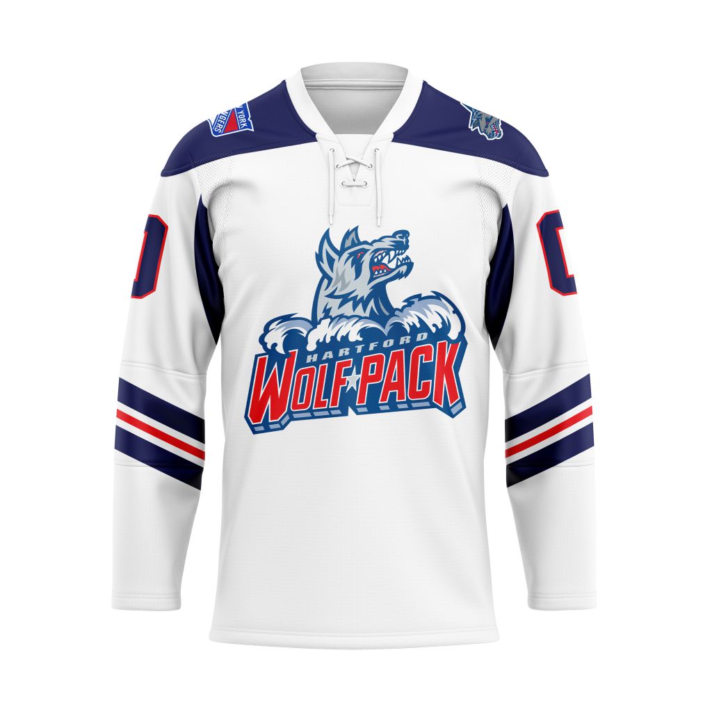 AHL Hartford Wolf Pack Personalized 2025/26 White Lace Hockey Jersey