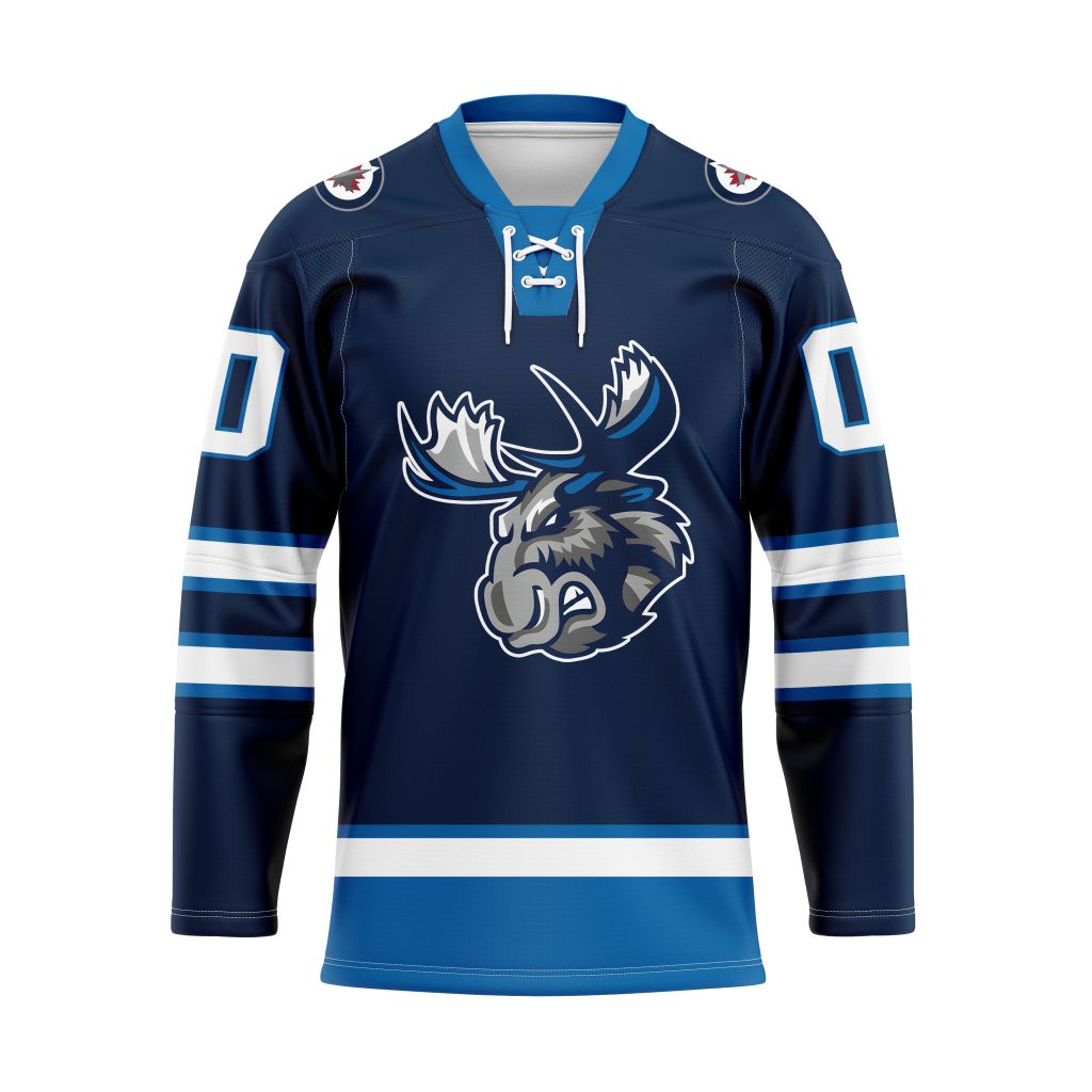 AHL Manitoba Moose Personalized 2025/26 Navy Lace Hockey Jersey