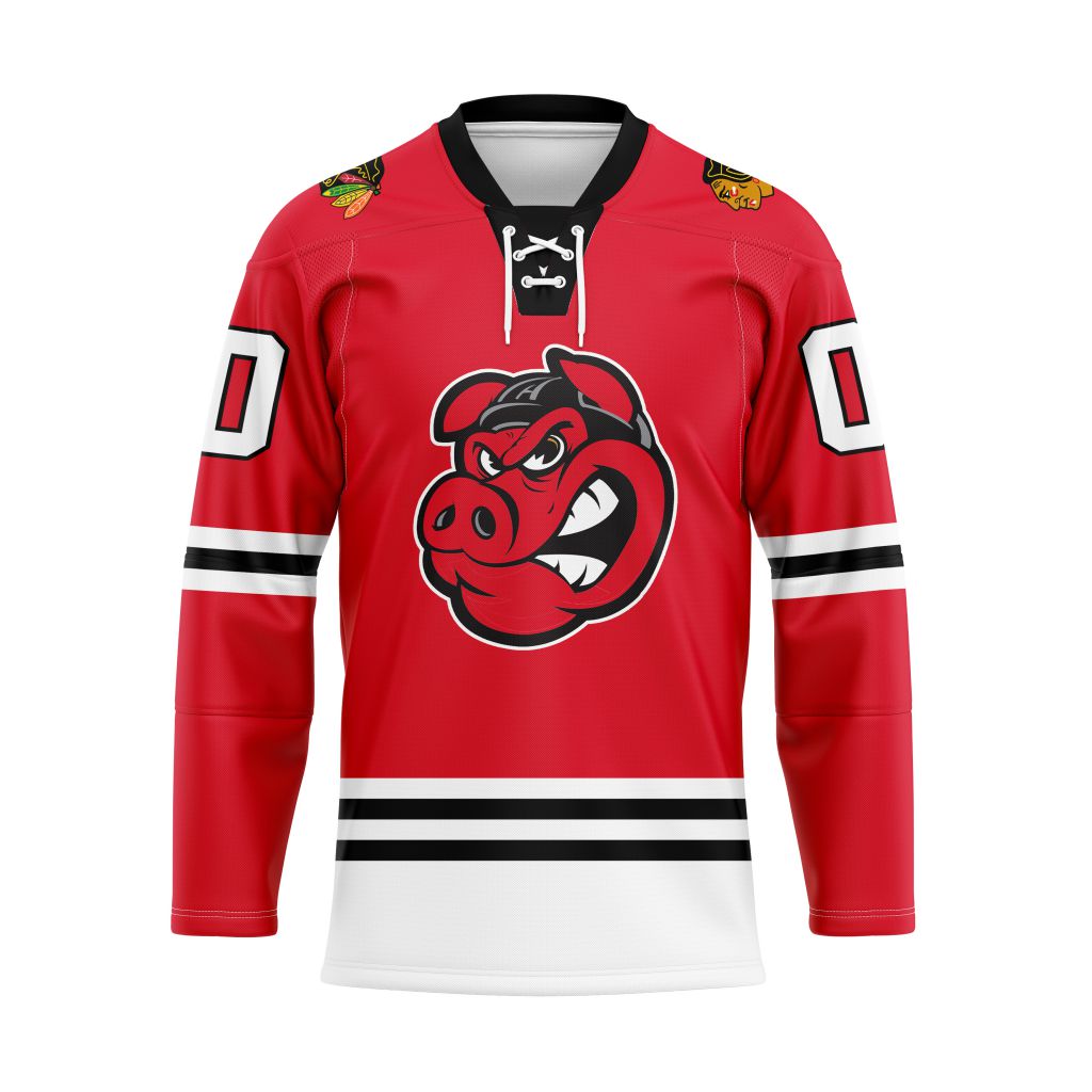 AHL Rockford IceHogs Personalized 2025/26 Red Lace Hockey Jersey
