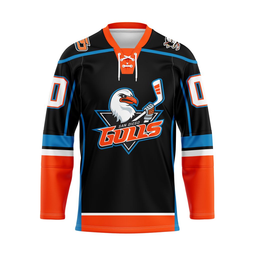 AHL San Diego Gulls Personalized 2025/26 Black Lace Hockey Jersey