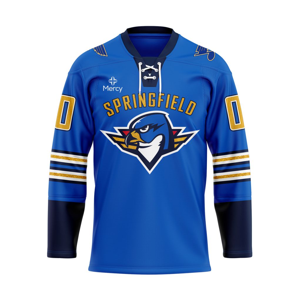AHL Springfield Thunderbirds Personalized 2025/26 Blue Lace Hockey Jersey