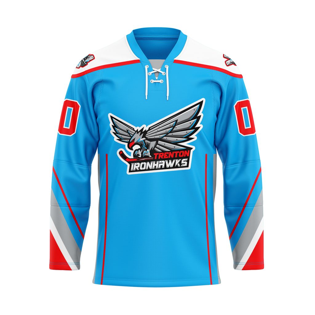 ECHL Trenton Ironhawks Personalized 2026-27 Blue Lace Hockey Jersey
