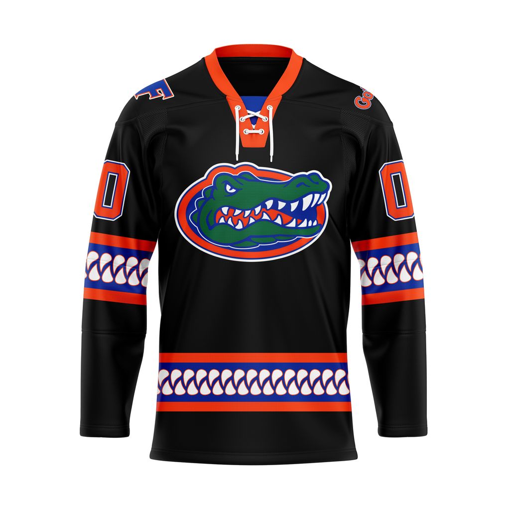 Florida Gators Personalized Black Lace Hockey Jersey