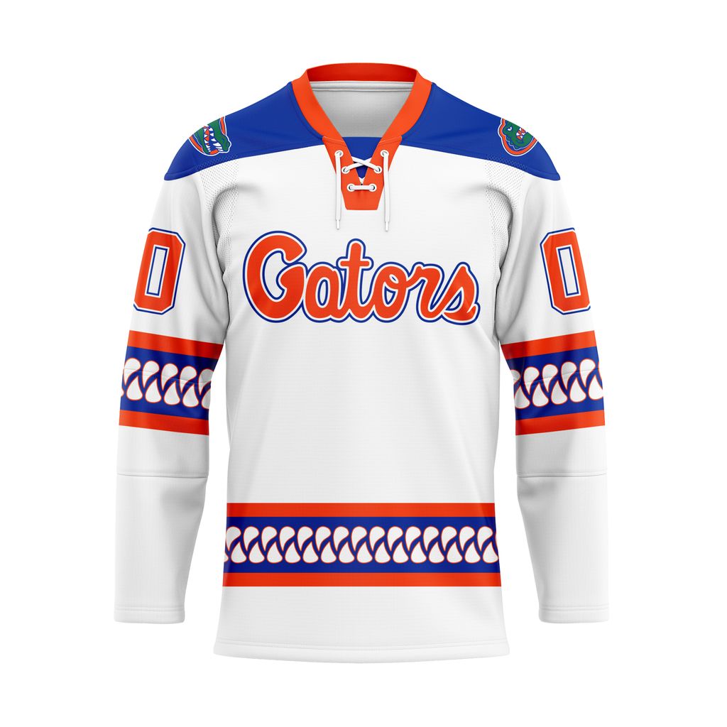 Florida Gators Personalized White Lace Hockey Jersey
