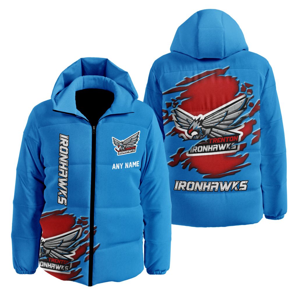 ECHL Trenton Ironhawks Personalized Name Hooded Cotton Jacket Design ST2502