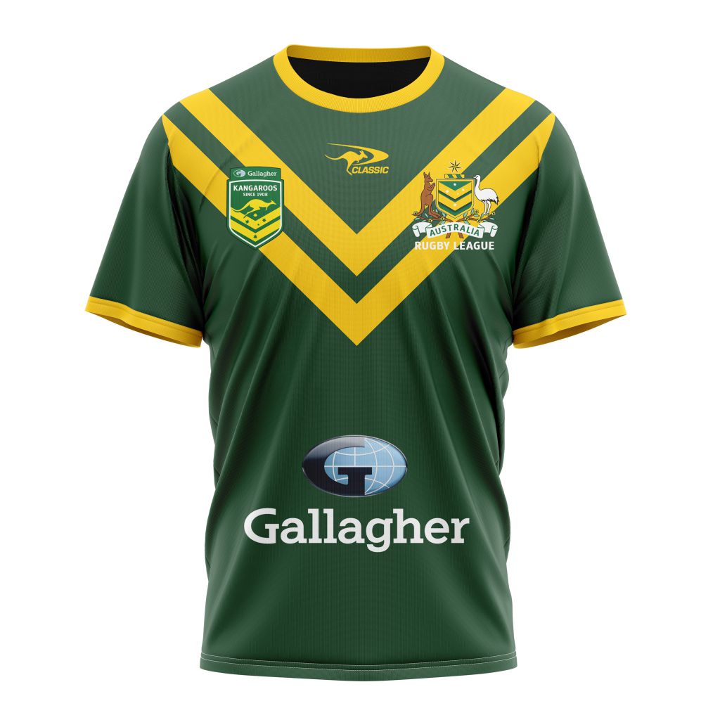 AUSTRALIAN KANGAROOS Personalize 2024 Kits Vin Wears   CUSTOM NXTARL24AK231107 000 Tee Front 