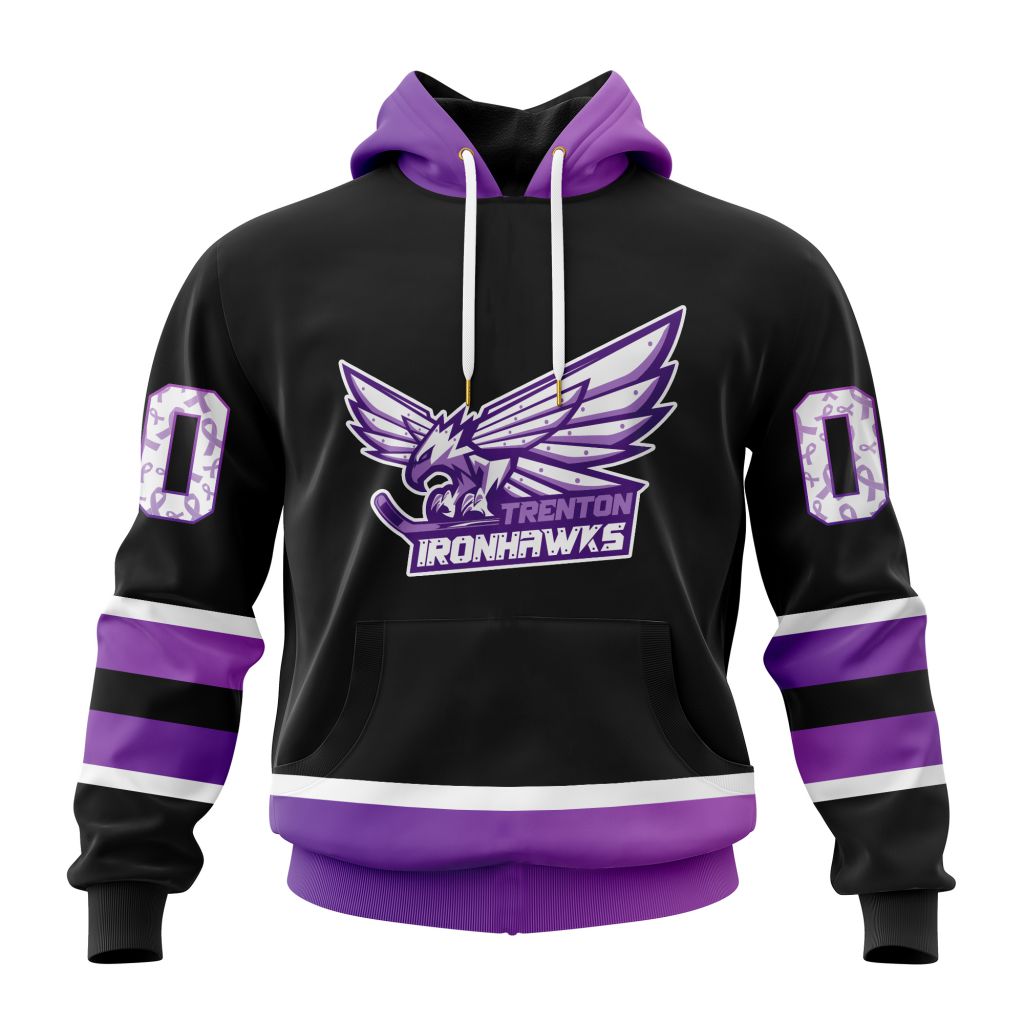 ECHL Trenton Ironhawks Personalized Cancer Awareness Design ST2501