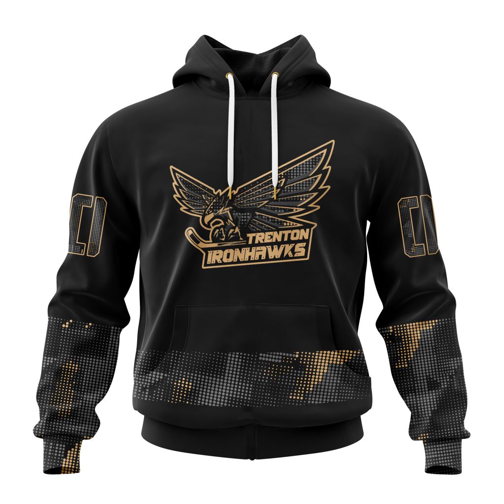 ECHL Trenton Ironhawks Personalized Camo Military Appriciation Design ST2502