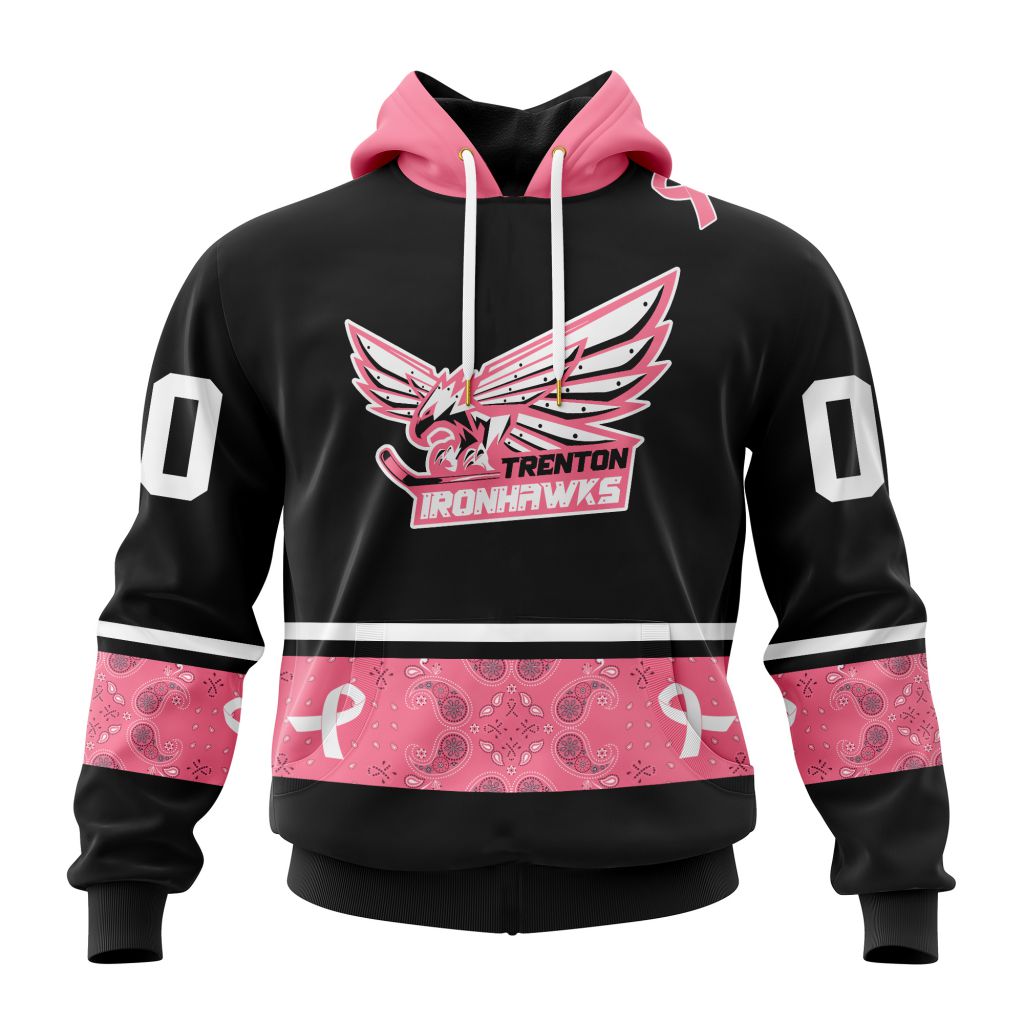 ECHL Trenton Ironhawks Personalized Breast Cancer Awareness Design ST2501