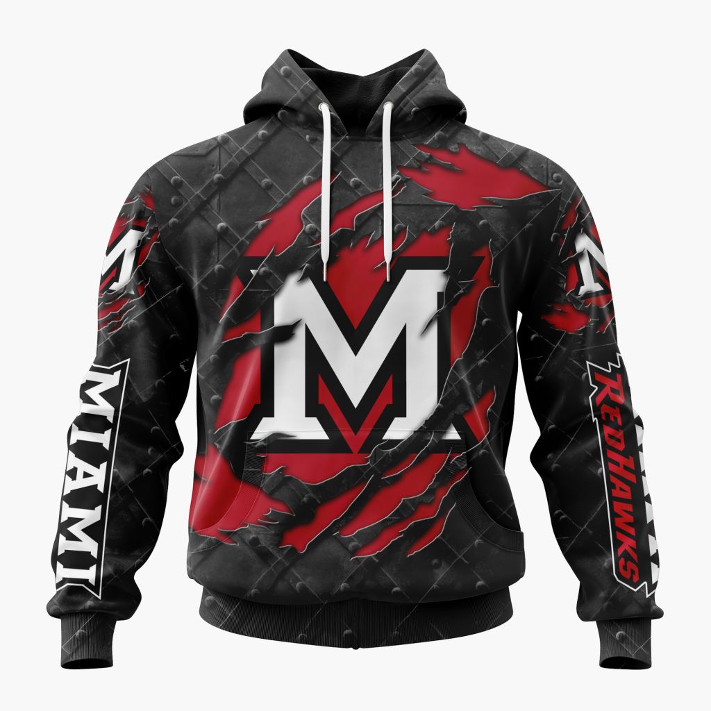 NCAA Miami University RedHawks Special Black Metal Design ST2601
