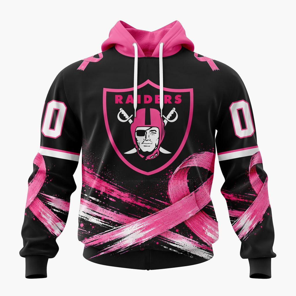 NFL Las Vegas Raiders Personalized Pink Fights Breast Cancer Design ST2601